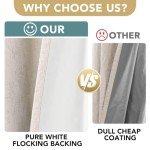 H.VERSAILTEX Linen Blackout Curtains 45 Inches Long 100% Blackout Thermal Insulated Textured Linen Look Curtain Draperies Anti-Rust Grommet, Energy Saving with White Liner, 2 Panels, Natural