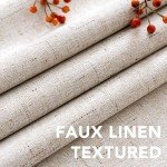 H.VERSAILTEX Linen Blackout Curtains 45 Inches Long 100% Blackout Thermal Insulated Textured Linen Look Curtain Draperies Anti-Rust Grommet, Energy Saving with White Liner, 2 Panels, Natural