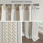 INK+IVY Imani 100% Cotton SINGLE PANEL Curtain Tufted Chenille Stripe Geometric Print Mid-Century Look Rod Pocket Top Drape for Living Room, Privacy Window Treatment for Bedroom, 50" x 84", Ivory