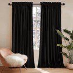 NICETOWN Halloween Black Velvet Blackout Curtains, Solid Heavy Matt Rod Pocket Drapes/Window Treatments for Hall, Theater (2 Pieces, 96 inches Long)