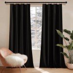 NICETOWN Halloween Black Velvet Blackout Curtains, Solid Heavy Matt Rod Pocket Drapes/Window Treatments for Hall, Theater (2 Pieces, 96 inches Long)