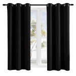 Rutterllow Room Darkening Blackout Curtains for Bedroom 2 Panel,Grommet Top(42x63 Inch, Black)