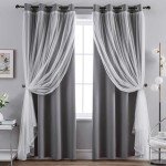 Anytime Home Curtains Blackout and Sheer Layered Solid Window Curtain Panel Pair with Grommet Top, 52Wx84L,Grey