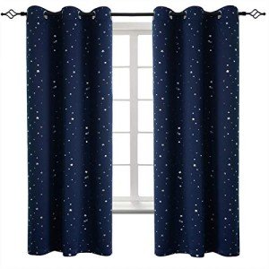 BGment Kids Blackout Curtains for Boys Bedroom, Star Curtains Thermal Insulated Grommet Window Drapes for Nursery, Set of 2 Panels (42 x 63 Inch, Navy Blue)