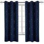 BGment Kids Blackout Curtains for Boys Bedroom, Star Curtains Thermal Insulated Grommet Window Drapes for Nursery, Set of 2 Panels (42 x 63 Inch, Navy Blue)