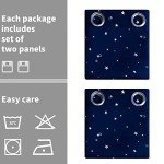 BGment Kids Blackout Curtains for Boys Bedroom, Star Curtains Thermal Insulated Grommet Window Drapes for Nursery, Set of 2 Panels (42 x 63 Inch, Navy Blue)