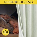 NICETOWN Sage Green Living Room Completely Shaded Linen Textured Draperies, 2 Pieces, W52 x L84, Privacy Protection & Noise Reducing Ring Top Drapes, White Lined Insulated Window Treatment Curtains