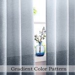 Central Park Ombre Rayon Blend Heavy Linen Texture Window Curtain Panel 6 Grommets Top Gradient Cream White to Indigo Blue Window Drapes Treatment for Living Room/Bedroom, Set of 2, 40" x 95" Each