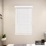 LOTUS & WINDOWARE Cordless Faux Wood Blinds, 35" Wide x 60" Long, Smooth, Snow White, 2 Inch Horizontal Blinds – for Living Room, Bedroom, Interior Door Windows