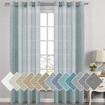 H.VERSAILTEX Linen Curtains Flax Linen Blended Curtain Panels for Living Room/Bedroom Semi Sheer Privacy Curtains 108 inch Length 2 Panels Set Nickel Grommet Window Drapes (52" W x 108" L, Teal)