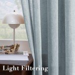 H.VERSAILTEX Linen Curtains Flax Linen Blended Curtain Panels for Living Room/Bedroom Semi Sheer Privacy Curtains 108 inch Length 2 Panels Set Nickel Grommet Window Drapes (52" W x 108" L, Teal)