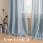 H.VERSAILTEX Linen Curtains Flax Linen Blended Curtain Panels for Living Room/Bedroom Semi Sheer Privacy Curtains 108 inch Length 2 Panels Set Nickel Grommet Window Drapes (52" W x 108" L, Teal)