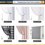 Pompom Blackout Curtains for Bedroom Pink Girls 84 inch Energy Efficient Thermal Insulated Living Room Darkening Curtain Panels for Kitchen Nursery Room 52" w x2 Panels Rod Pocket