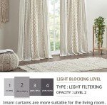 INK+IVY Imani 100% Cotton SINGLE PANEL Curtain Tufted Chenille Stripe Geometric Print Mid-Century Look Rod Pocket Top Drape for Living Room, Privacy Window Treatment for Bedroom, 50" x 84", Ivory