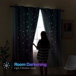 Reepow Kids Room Curtains with Hollow-Out Star and Tulle Overlay, Blue Purple Ombre Blackout Curtains for Boys Girls Bedroom - 52" x 63" x 2 Panels
