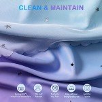 Reepow Kids Room Curtains with Hollow-Out Star and Tulle Overlay, Blue Purple Ombre Blackout Curtains for Boys Girls Bedroom - 52" x 63" x 2 Panels