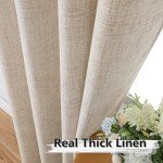 Tollpiz Short Linen Tier Curtains Rod Pocket Semi Sheer Half Kitchen Curtain Burlap Light Filtering Thick Linen Drapes for Bathroom, 30 x 24 inches Long, Natural, Set of 2 Panels