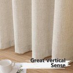 Tollpiz Short Linen Tier Curtains Rod Pocket Semi Sheer Half Kitchen Curtain Burlap Light Filtering Thick Linen Drapes for Bathroom, 30 x 24 inches Long, Natural, Set of 2 Panels