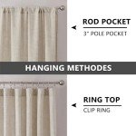Tollpiz Short Linen Tier Curtains Rod Pocket Semi Sheer Half Kitchen Curtain Burlap Light Filtering Thick Linen Drapes for Bathroom, 30 x 24 inches Long, Natural, Set of 2 Panels