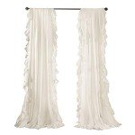 Lush Decor Reyna Ruffle Window Curtain Panel Set, Pair, 54" W x 84" L, White - Flowy Curtain Set - Romantic Ruffle Curtains for Bedroom, Living room, or Dining Room - Farmhouse & Cottage Home Decor