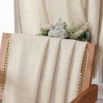 Tollpiz Short Linen Tier Curtains Rod Pocket Semi Sheer Half Kitchen Curtain Burlap Light Filtering Thick Linen Drapes for Bathroom, 30 x 24 inches Long, Natural, Set of 2 Panels