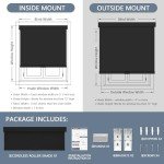 AOSKY Blackout Roller Shades Cordless Blinds for Windows, Free-Stop Shades with Valance, Thermal Insulated Fabric, UV Protection, Natural Woven Blinds for Home and Office (20" W x 72" H, Black)