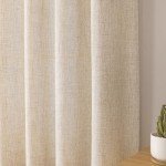 Tollpiz Short Linen Tier Curtains Rod Pocket Semi Sheer Half Kitchen Curtain Burlap Light Filtering Thick Linen Drapes for Bathroom, 30 x 24 inches Long, Natural, Set of 2 Panels