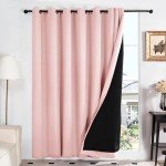 Deconovo Total Blackout Curtains with Double Layer, Noise Reduction Curtains, Thermal Insulated Drapes for Living Room Bedroom Patio Door (Pink, 100W x 95L Inch, 1 Panel)