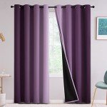 Yakamok Purple 100% Blackout Curtains for Bedroom，Ombre Room Darkening Curtains for Living Room Grommet Window Curtains 84 inches Long,Thermal Insulated Gradient Curtains & Drapes,2 Panels,52x84 inch