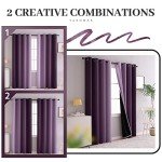 Yakamok Purple 100% Blackout Curtains for Bedroom，Ombre Room Darkening Curtains for Living Room Grommet Window Curtains 84 inches Long,Thermal Insulated Gradient Curtains & Drapes,2 Panels,52x84 inch