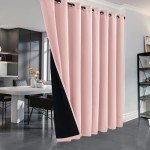 Deconovo Total Blackout Curtains with Double Layer, Noise Reduction Curtains, Thermal Insulated Drapes for Living Room Bedroom Patio Door (Pink, 100W x 95L Inch, 1 Panel)