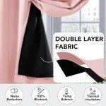Deconovo Total Blackout Curtains with Double Layer, Noise Reduction Curtains, Thermal Insulated Drapes for Living Room Bedroom Patio Door (Pink, 100W x 95L Inch, 1 Panel)