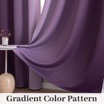 Yakamok Purple 100% Blackout Curtains for Bedroom，Ombre Room Darkening Curtains for Living Room Grommet Window Curtains 84 inches Long,Thermal Insulated Gradient Curtains & Drapes,2 Panels,52x84 inch
