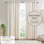INK+IVY Imani 100% Cotton SINGLE PANEL Curtain Tufted Chenille Stripe Geometric Print Mid-Century Look Rod Pocket Top Drape for Living Room, Privacy Window Treatment for Bedroom, 50" x 84", Ivory
