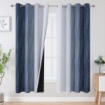 Estelar Textiler Navy Blue and Grayish White Blackout Curtains for Bedroom 72 Inches Long, Thermal Insulated Ombre Blackout Drapes, Room Darkening Energy Saving Drapes for Living Room,52Wx72L,2 Panels