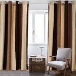 VIAGL Bedroom Curtains Absolute Heat Insulation Chenille Vertical Striped Color Window Curtains Living Room Buttonhole Curtains Single Panel (W52xL84, Brown)