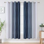 Estelar Textiler Navy Blue and Grayish White Blackout Curtains for Bedroom 72 Inches Long, Thermal Insulated Ombre Blackout Drapes, Room Darkening Energy Saving Drapes for Living Room,52Wx72L,2 Panels