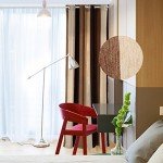 VIAGL Bedroom Curtains Absolute Heat Insulation Chenille Vertical Striped Color Window Curtains Living Room Buttonhole Curtains Single Panel (W52xL84, Brown)