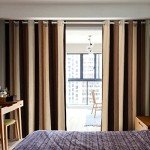 VIAGL Bedroom Curtains Absolute Heat Insulation Chenille Vertical Striped Color Window Curtains Living Room Buttonhole Curtains Single Panel (W52xL84, Brown)