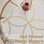 SXZJTEX Gold Linen Window Curtain Panels Metallic Geo Moroccan Tile Foil Print Semi Sheer Draperies for Bedroom Living Room, Light Filtering Window Treatments, Grommet Top Panels Set of 2, 55" Wx95 L