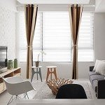 VIAGL Bedroom Curtains Absolute Heat Insulation Chenille Vertical Striped Color Window Curtains Living Room Buttonhole Curtains Single Panel (W52xL84, Brown)