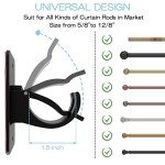 Wabboreq 4 Pieces Self Adhesive Curtain Rod Bracket, Universal Plastic Curtain Rod Holders, No Drill Curtain Rod Brackets Curtain Rod Hooks for Bathroom, Bedroom, Livingroom, Kitchen (Black)