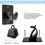 Wabboreq 4 Pieces Self Adhesive Curtain Rod Bracket, Universal Plastic Curtain Rod Holders, No Drill Curtain Rod Brackets Curtain Rod Hooks for Bathroom, Bedroom, Livingroom, Kitchen (Black)