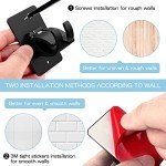 Wabboreq 4 Pieces Self Adhesive Curtain Rod Bracket, Universal Plastic Curtain Rod Holders, No Drill Curtain Rod Brackets Curtain Rod Hooks for Bathroom, Bedroom, Livingroom, Kitchen (Black)