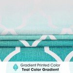 Metro Parlor Ombre Full Blackout Curtains 84 Inches Long 2 Panels for Living Room Bedroom Teal White Moroccan Geo Patterned Room Darkening Thermal Insulated Grommet Top Window Treatment Drapes,52x84