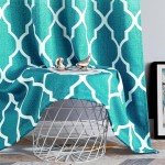Metro Parlor Ombre Full Blackout Curtains 84 Inches Long 2 Panels for Living Room Bedroom Teal White Moroccan Geo Patterned Room Darkening Thermal Insulated Grommet Top Window Treatment Drapes,52x84