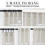 XTMYI 96 Inches Long Modern Farmhouse Linen Curtains for Living Room,Hang Pin Hooks Back Tab Sheer Pleated Curtains for Bedroom Dining Room,96 Length 2 Panel Set,Cream Colored(Ivory/Off White)
