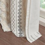 INK+IVY Imani 100% Cotton SINGLE PANEL Curtain Tufted Chenille Stripe Geometric Print Mid-Century Look Rod Pocket Top Drape for Living Room, Privacy Window Treatment for Bedroom, 50" x 84", Ivory