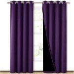 NICETOWN 100% Blackout Curtains with Black Liner Backing, Thermal Insulated Curtains for Living Room, Noise Reducing Drapes, Royal Purple, 52 inches Wide x 84 inches Long Per Panel, Set of 2 Panels