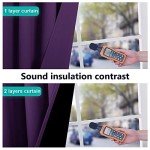 NICETOWN 100% Blackout Curtains with Black Liner Backing, Thermal Insulated Curtains for Living Room, Noise Reducing Drapes, Royal Purple, 52 inches Wide x 84 inches Long Per Panel, Set of 2 Panels
